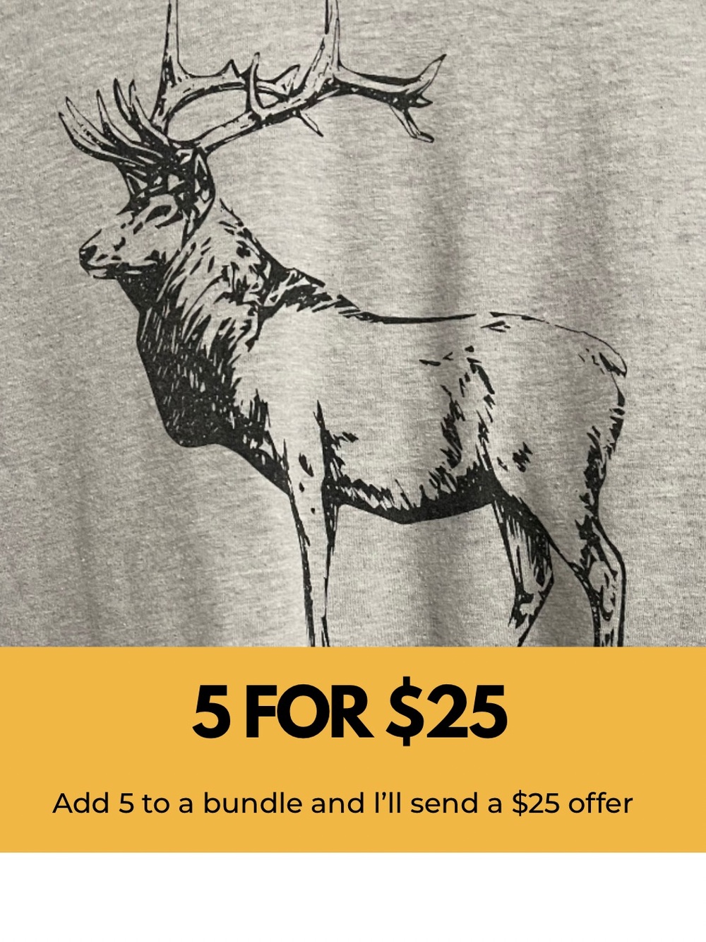 Men's Grey Long Sleeve Tee with Elk Graphic